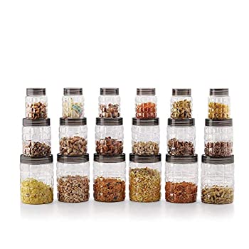 【中古】【39shop】【輸入品・未使用】Cello★Checkers Plastic PET Canister Set 18 Pieces Clear(新古品)|アトリエ絵利奈
