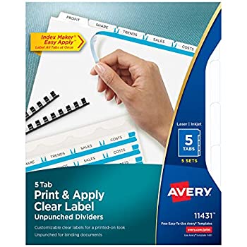 【中古】【39shop】【輸入品・未使用】Index★Maker Clear Label Unpunched Divider 5-Tab Letter White 5 Sets (並行輸入品)（新古品）｜アトリエ絵利奈