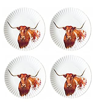 【中古】【輸入品・未使用】Western Longhorn Steer 9 Melamine Plates Set of 4 by One Hundred 80 Degrees [並行輸入品]画像