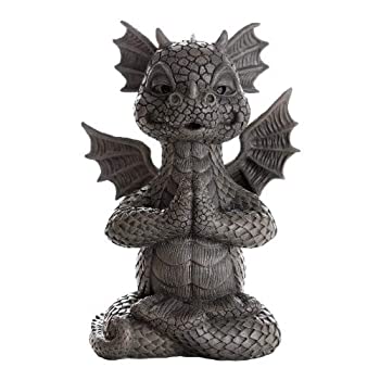 【中古】【輸入品・未使用】Pacific Giftware ガーデンドラゴン 瞑想 ヨガ ドラゴン ガーデンディスプレイ 装飾アクセント 彫刻石仕上げ 高さ10インチ