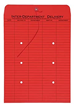 【中古】【輸入品・未使用】Colored Paper String & Button Interoffice Envelope 10 x 13 Red 100/Box (並行輸入品)