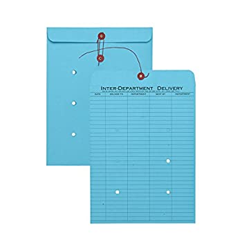 【中古】【輸入品・未使用】Colored Paper String & Button Interoffice Envelope 10 x 13 Blue100/Box (並行輸入品)