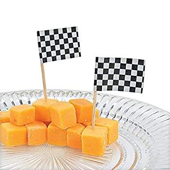 【中古】【輸入品・未使用】Fun Express Wooden Race Car Flag Picks、ブラックとホワイト