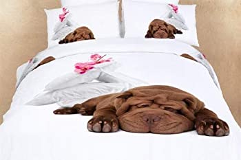 【中古】【輸入品・未使用】Dolce Mela DM489T Dorm Room Bedding Extra LargeTwin Fun Dog Print Duvet Covet Set