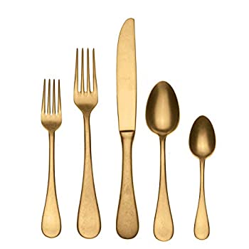 【中古】【インポート品・未当て嵌める】Mepra Vintage 5 Piece Place Setting Pewter Gold