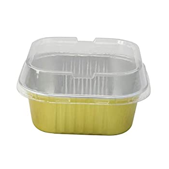 【中古】【輸入品・未使用】(100 Gold) - KitchenDance Disposable Aluminium 10cm x 10cm Square Cake Pans W/Lids - A-24 (100 Gold)