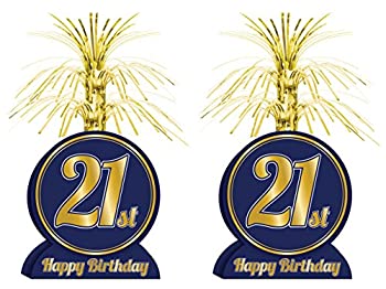 【中古】【39shop】【輸入品・未使用】Beistle★53366 21歳の誕生日 センターピース 2ピース 13インチ ブルー/ゴールド（新古品）｜アトリエ絵利奈
