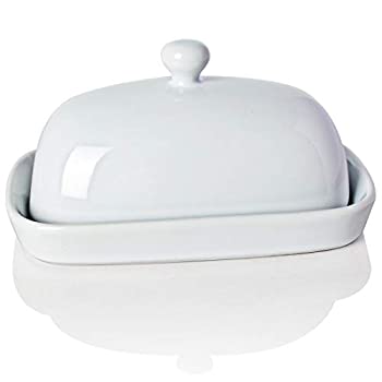 【中古】【インポート品・未当て嵌める】Sweejar セラミックバターディッシュ 蓋付き添い人 東西海岸地帯の乳酪、7in 白いこと