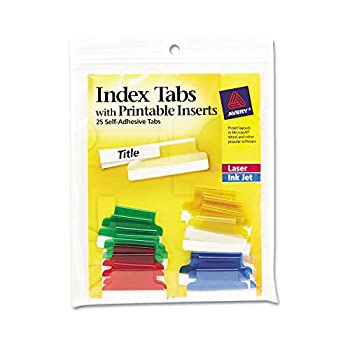 【中古】【輸入品・未使用】Self-Adhesive Tabs with White Printable Inserts 1 Inch Assorted Tab 25/Pack (並行輸入品)
