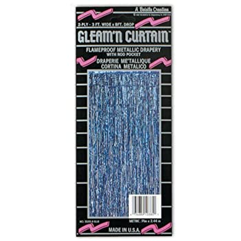 【中古】【輸入品・未使用】Beistle Gleam 'N Curtain 1層 吊り下げデコレーション パーティー装飾 8 x 3 フィート ブルー