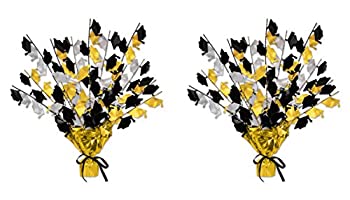 【中古】【39shop】【輸入品・未使用】Beistle★2ピース メタリックプラスチック 卒業式キャップ Gleam 'N Burst テーブルセンターピース 卒業パーティーの装飾用 ブラック/ゴールド/シ（新古品）｜アトリエ絵利奈