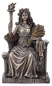 【中古】【輸入品・未使用】Veronese Design 9インチ デメター ギリシャ ローマ 農業の女神 座位 アンティーク ブロンズ仕上げ 像