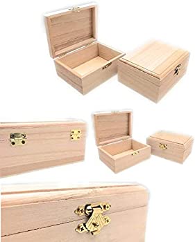【中古】【輸入品・未使用】12個 長方形 未仕上げ 木製 ボックス ナチュラル DIY クラフト スタッシュボックス ヒンジ付き蓋 フロントクラスプ アート趣味用
