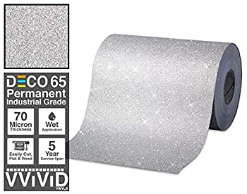 【中古】【輸入品・未使用】VViViD グリッターシルバー DECO65 永久粘着 クラフトビニールロール (6フィート x 1フィート)