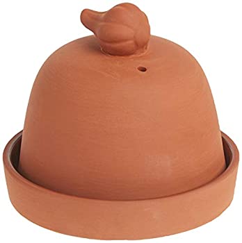 【中古】【39shop】【輸入品・未使用】Norpro★テラ コッタ ニンニク パン職人 ガラス張りの ベース キーパー(新古品)|アトリエ絵利奈