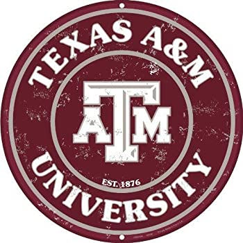 【中古】【輸入品・未使用】Texas A & M 30cm Embossed Metal Nostalgia Circular Sign