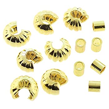 【中古】【輸入品・未使用】Beadsmith Basic Elements クリンプチューブ & 波型クリンプカバー ジュエリーストリングケーブル&ワイヤーの端を固定 ゴールドカラー