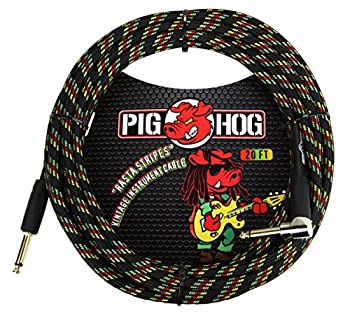 【中古】【39shop】【輸入品・未使用】Pig★Hog PCH20RAR 1/4 Straight to 1/4 Right-Angle Rasta Stripes Instrument Cable 20 feet by PigHog（新古品）｜アトリエ絵利奈