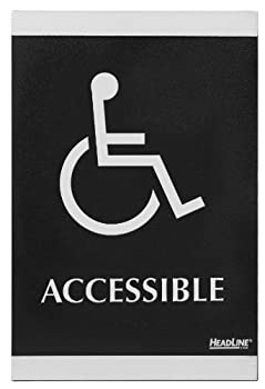 【中古】【39shop】【輸入品・未使用】(Accessible)★- HeadLine Sign Century Series 15cm x 23cm Accessible Sign Black and Silver (4764)(新古品)|アトリエ絵利奈