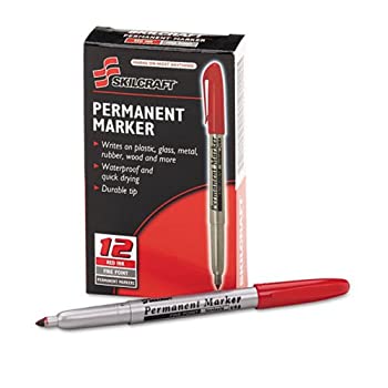 【中古】【輸入品・未使用】SKILCRAFT 7520???01???511???4324?Fine Point Permanentマーカー、レッド(Pack of 12?)