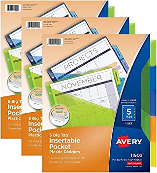 【中古】【輸入品・未使用】(15 Tabs) - Avery Big Tab Insertable Plastic Dividers with Pockets 5 Multicolor Tabs Pack of 3 (11902)