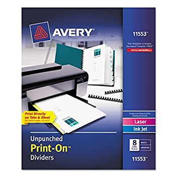 【中古】【39shop】【輸入品・未使用】Avery★Unpunched Print-On Dividers White 8 Tabs 5 Sets (11553)(新古品)|アトリエ絵利奈