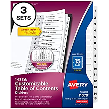 【中古】【輸入品・未使用】Avery Readyインデックステーブルの内容ディバイダー、15-tab、3セット(11079?)