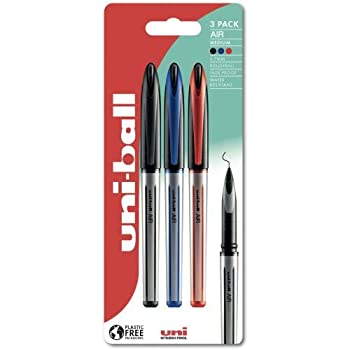 【中古】【輸入品・未使用】UNI - BALL AIR???0.7?MM Mediumローラーボール???3パック???ブラック、ブルー、レッド???uba-188-l