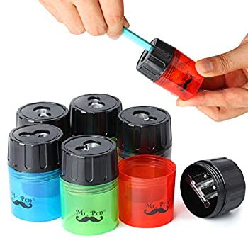 【中古】【インポート品・未当て嵌める】Mr. ペンハンドヘルド 手動木筆削り器 2つの削り穴とねじ式の蓋 6個容器に並べる