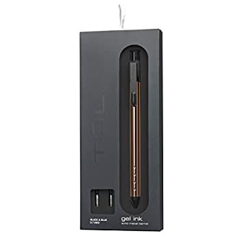 【中古】【輸入品・未使用】TUL Fine Writing ソリッドメタルバレル 格納式ゲルペン 詰め替え2本付き 中字 0.7mm ローズゴールドバレル ブラック/ブルーインク