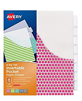 【中古】【インポート品・未当て嵌める】Avery 可塑性物質8タブバインダーディバイダー 衣嚢付き添い人 挟みいれる能力のある クリアビッグタブ アソートデザイン 36仕掛ける(07709)