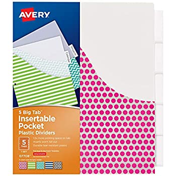【中古】【輸入品・未使用】Avery プラスチック5タブバインダーディバイダー ポケット付き 挿入可能なクリアビッグタブ 詰め合わせデザイン 36セット 07708