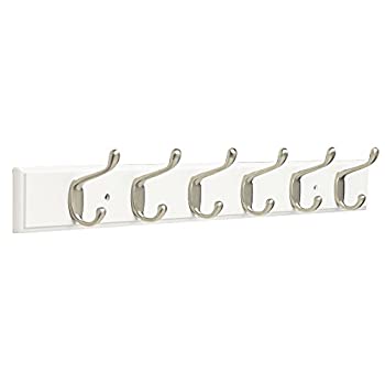 【中古】【輸入品・未使用】(27-inch Hook Rail White & Satin Nickel) - Franklin Brass 70cm Rail with 6 Heavy Duty Coat and Hat Hooks 1 Per Pkg Bark & Satin Nickel