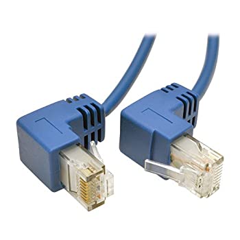 【中古】【インポート品・未当て嵌める】Tripp Lite Cat6 Gigabit Snagless Molded Slim UTP Patch Cable with Right-Angle Connectors - Patch cable - RJ-45 (M) to RJ-45 (M) - 1 フィート
