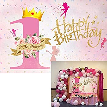 【中古】【輸入品・未使用】lfeey 5?x 91センチGirl最初誕生日写真撮影の背景幕SweetピンクLittle Princess 1年Happy誕生日パーティー写真背景写真ブース小道具