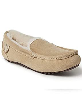 【中古】【輸入品・未使用】Dearfoams レディース ファイヤーサイド メル 防水 ムートンモカシン スリッパ US サイズ: 9 Wide カラー: ベージュ