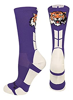 【中古】【インポート品・未当て嵌める】Tigersロゴアスレチッククルーソックス(複数形の色つやで) L パープル