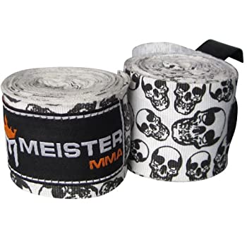 【中古】【輸入品・未使用】Meister 大人用 180インチ 半弾性ハンドラップ MMA \u0026 ボクシング用 (ペア) - デススカル