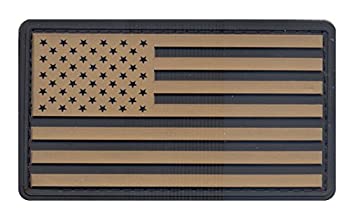 【中古】【輸入品・未使用】Rothco PVC アメリカ国旗パッチ フックバック ブラック/カーキ バルクパッケージ