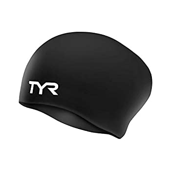 【中古】【インポート品・未当て嵌める】TYR Sport Long Hair Wrinkle-Free Silicone Swim Cap (Black)