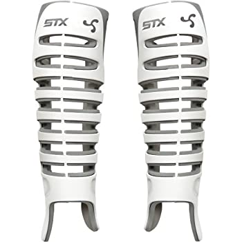 【中古】【輸入品・未使用】(Large White) - STX Valour Lacrosse Goalie Shin Guards