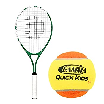 【中古】【インポート品・未当てはめる】Gamma Quick Kids 25in ジュニアテニスラケットセットまたは一揃いの道具 Gamma Kids オレンジ色/イエローフェルトトレーニング用トランジションボー