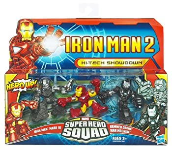 【中古】【輸入品・未使用】Iron Man 2 Super Hero Squad Mini Figure 3Pack HiTech Showdown Mark VI War Machine Drone画像