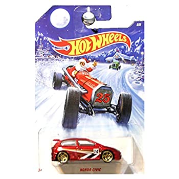 【中古】【インポート品・未当て嵌める】HOT WHEELS 2014 HOLIDAY HOT RODS SERIES HONDA CIVIC EXCLUSIVE DIE-CAST 乗り物のおもちゃ-おもちゃ-車