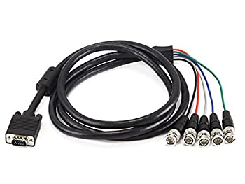 【中古】【輸入品・未使用】Monoprice 100566 6フィートVGA HD-15 to 5 BNC RGBビデオケーブル（HDTVモニター用）、ブラック 12,324円