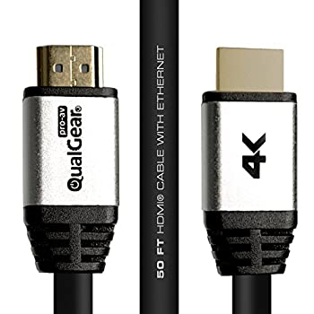 【中古】【インポート品・未当て嵌める】QualGear 弾丸道路ロングHDMI 2.0有線テレビ イーサネット付き添い人(50フート) - 100%OFC銅、24AWG、24K金メッキ接点、CL3定格、トリプル遮蔽物、