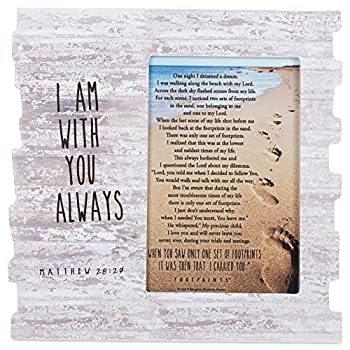 【中古】【輸入品・未使用】Dicksons I Am with You Footprints Matthew 28:20 木製 8 x 8 フォトフレーム 飾り板