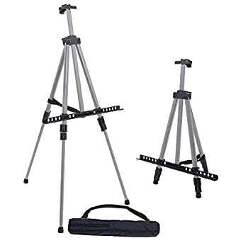 【中古】【輸入品・未使用】US Art Supply Silver Pismo 65 inch Tall Lightweight Aluminum Field Floor and Table Easel with Bag by US Art Supply