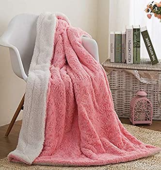 【中古】【輸入品・未使用】Dada Bedding とてもソフトなフェイクファーシェルパ素材 贅沢なホワイトローズのスローブランケット 90 x 90インチ 50\