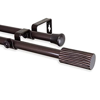 【中古】【インポート品・未当て嵌める】Home Decorative Cedar Double Curtain Rod 28-48\" - Cocoa"